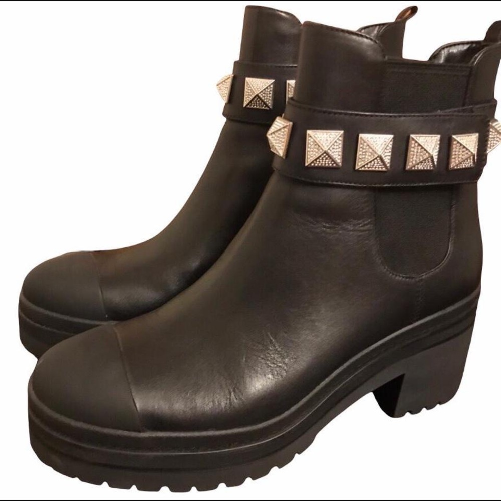 Michael Kors Black Ankle Boots with Silver Studs size 6